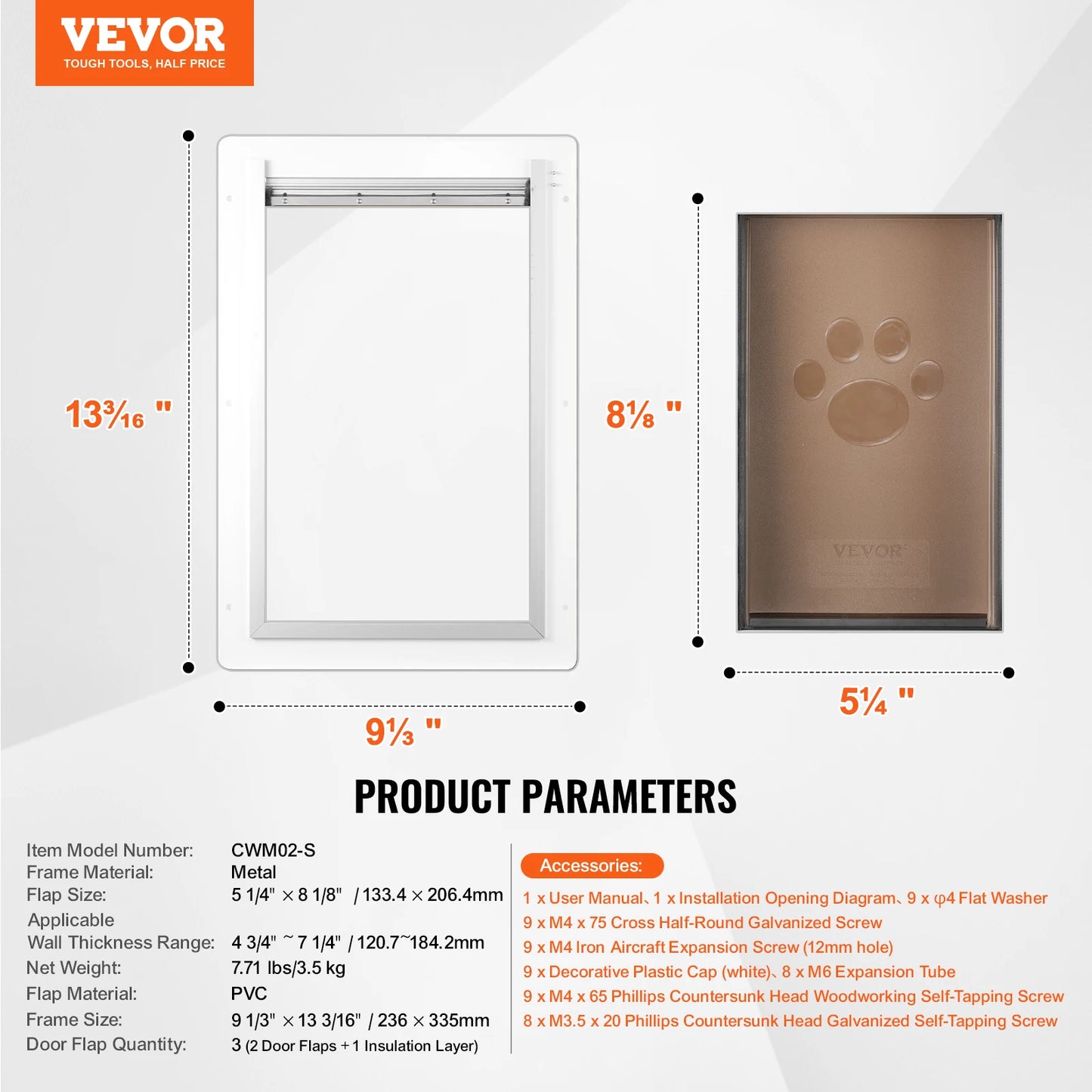 SucceBuy Pet Door with Metal Frame, Lock, and 3-Flap Weatherproof Design for Interior and Exterior Wall Installation for Dogs and Cats