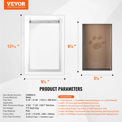 SucceBuy Pet Door with Metal Frame, Lock, and 3-Flap Weatherproof Design for Interior and Exterior Wall Installation for Dogs and Cats