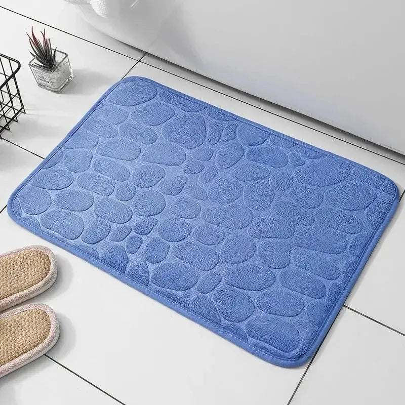 Embossed Fiber Floor Mat | Non-Slip Pebble Design | Bathroom & Living Room Rug