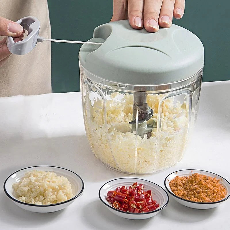 Manual Food Chopper, 500ml/900ml Hand-Pull Vegetable Cutter, Meat Mincer, Garlic Press & Onion Chopper for Everyday Kitchen Use