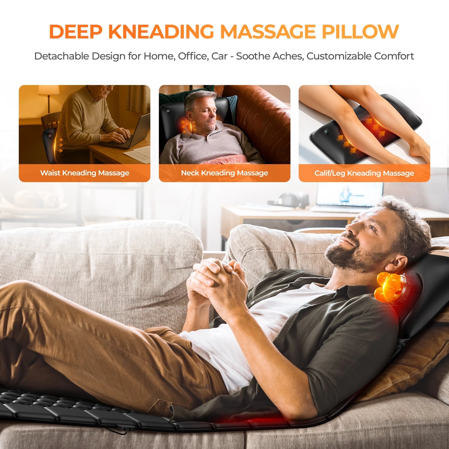 Shiatsu Full Body Massage Mat | Heat Function | 10 Vibrating Motors | Adjustable Intensity Massage Pad