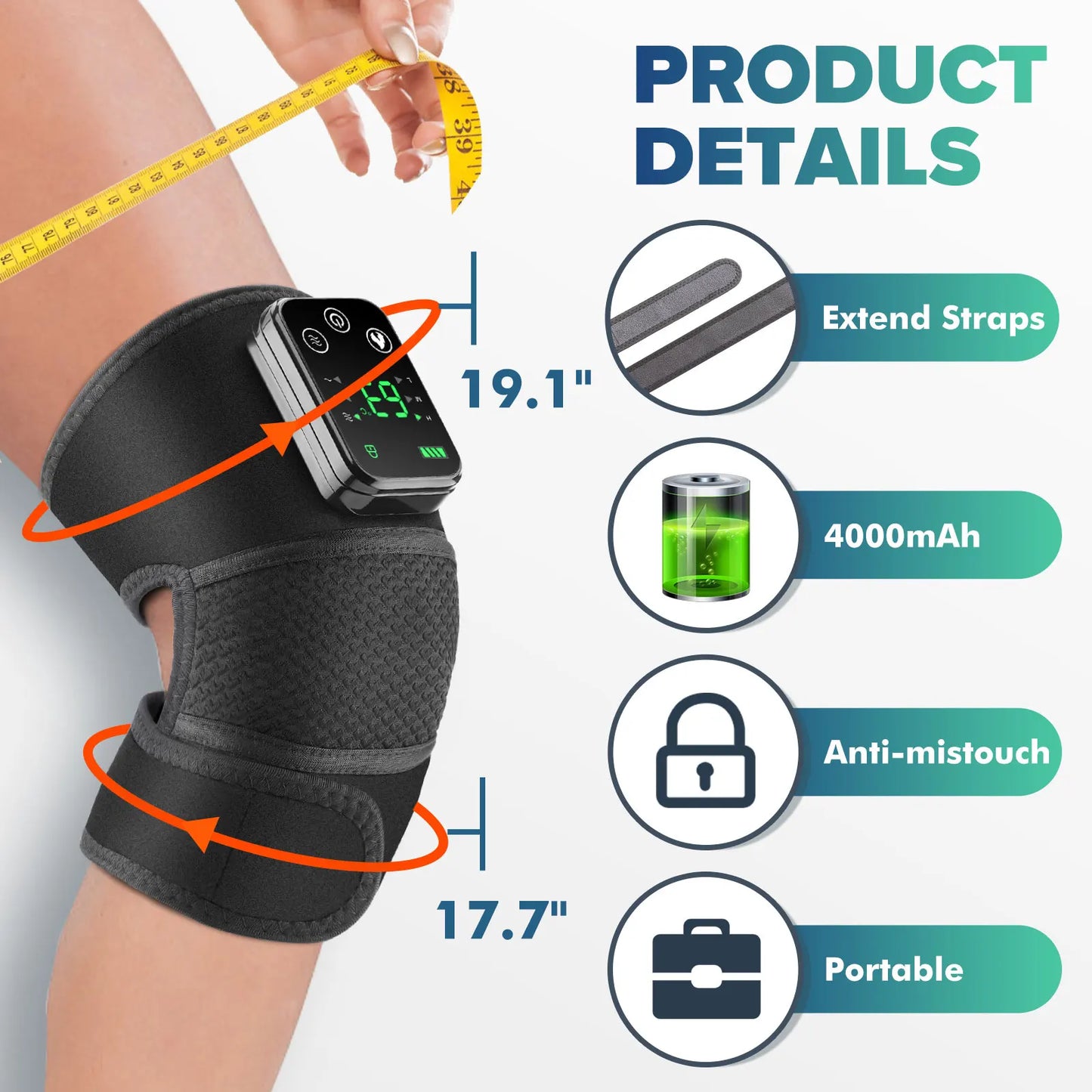 Electric Heated Massage Wrap | Warm Compress & Vibration | Knee, Shoulder & Neck Support