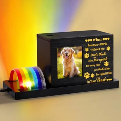 Rainbow Bridge Pet Memorial Keepsake | LED Light Urn with Personalized Photo Frame | Pet Ashes Memory Box
