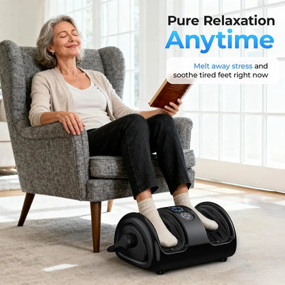Shiatsu Foot & Calf Massager | Air Compression + Heat + Vibration | 3-Level Kneading System | Home Spa Device