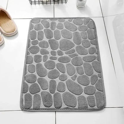 Embossed Fiber Floor Mat | Non-Slip Pebble Design | Bathroom & Living Room Rug