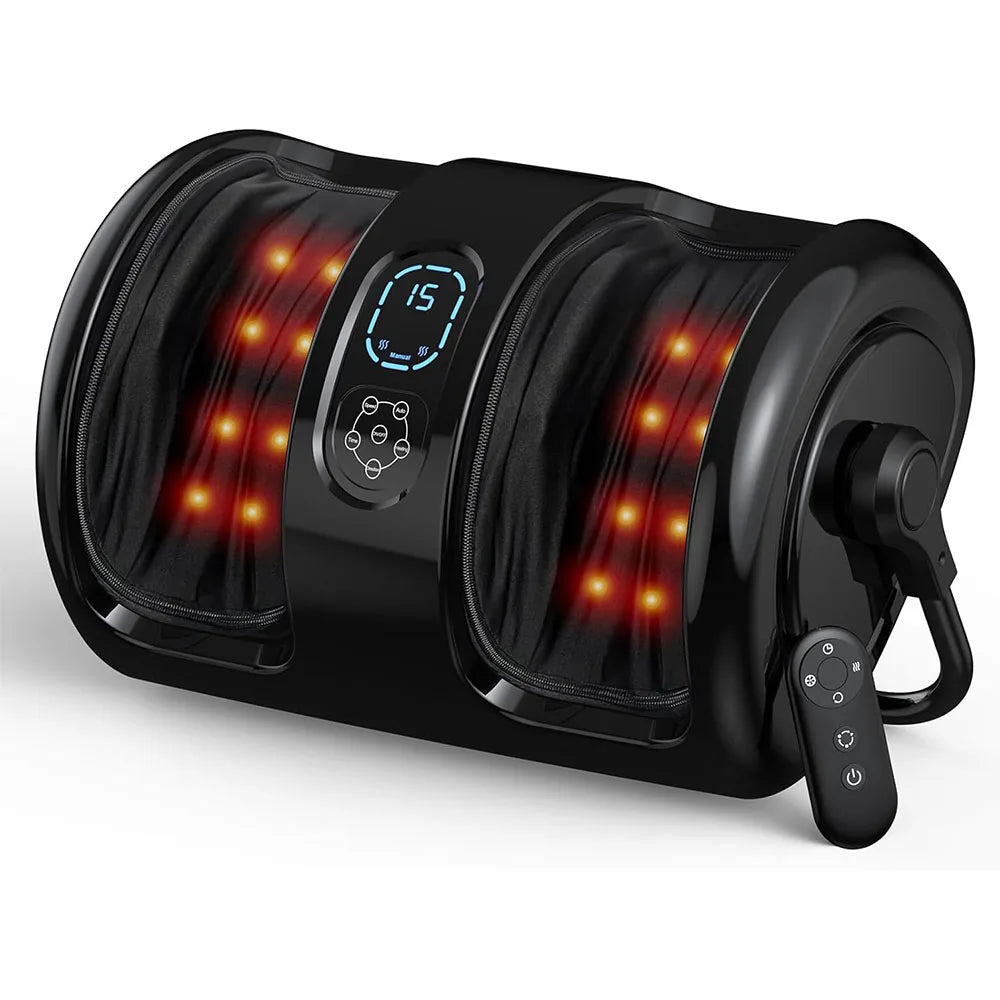 Shiatsu Foot & Calf Massager | Air Compression + Heat + Vibration | 3-Level Kneading System | Home Spa Device