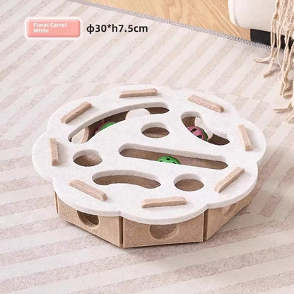 Indoor Cat Puzzle Toy, Felt Interactive Box with Ball, Exercise and Hunting Game Toy for Mental Stimulation and Activity