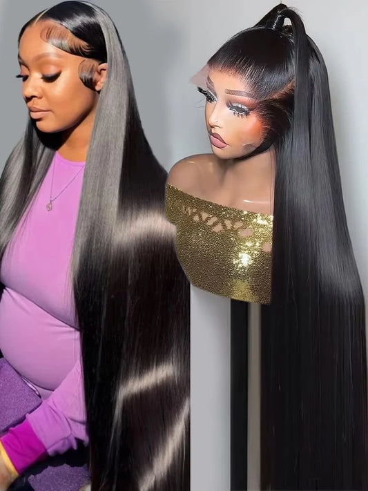 Peruvian Straight Human Hair Wig | 250% Density | 32–34 Inch | 13x6 HD Lace | Glueless | Natural Straight Style
