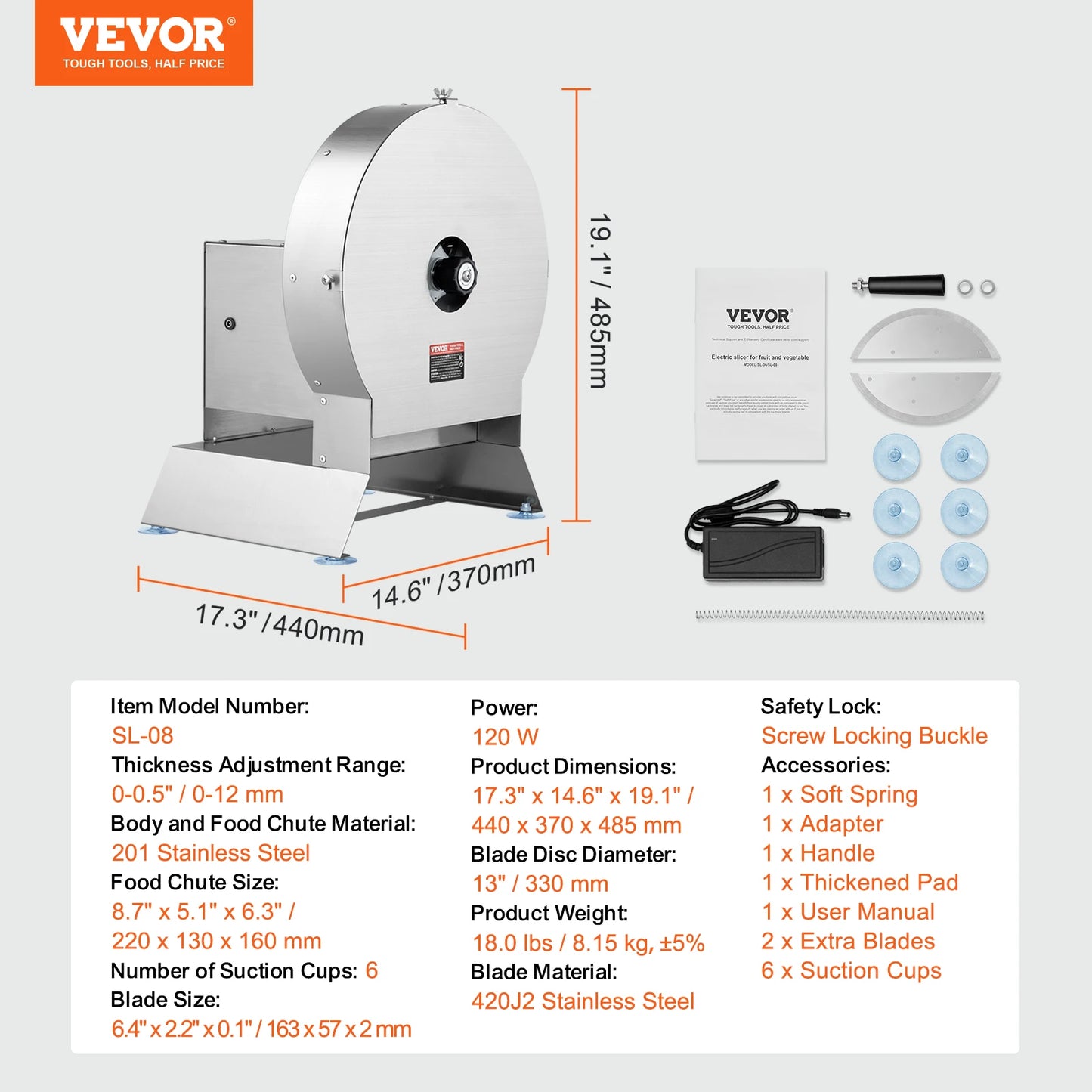 SucceBuy Electric Vegetable Slicer | Adjustable 0–12mm Thickness | Commercial Grade Food Cutter | Manual Convertible Design