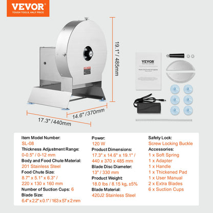 SucceBuy Electric Vegetable Slicer | Adjustable 0–12mm Thickness | Commercial Grade Food Cutter | Manual Convertible Design