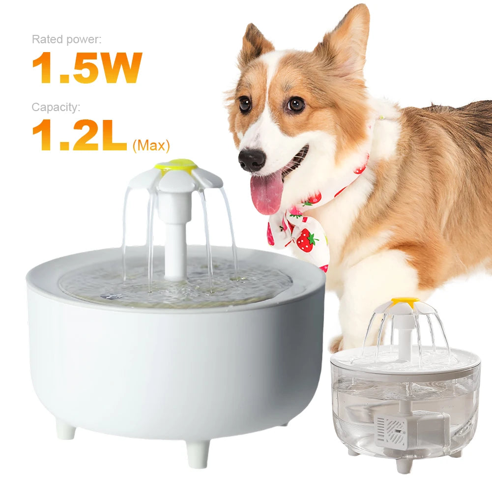1200ml Automatic Pet Water Fountain | USB Powered | Quiet Filtered Drinking Dispenser for Cats
