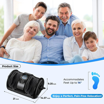 Shiatsu Foot & Calf Massager | Air Compression + Heat + Vibration | 3-Level Kneading System | Home Spa Device