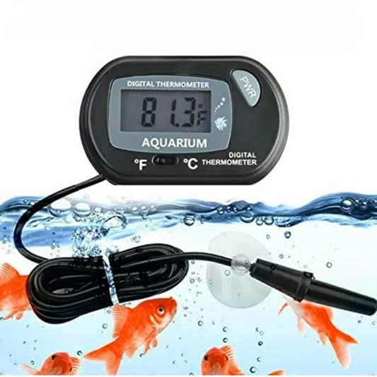 Electronic Aquarium Thermometer with Probe Sensor, Suction Cup Mount, LCD Display Water Temperature Monitor for Fish Tanks and Aquariums (Celsius °C)