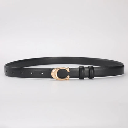 Women's Double-Sided Fashion Belt, Reversible Waist Belt with C-Shaped Buckle, Smooth Finish for Dresses, Jeans & Trousers
