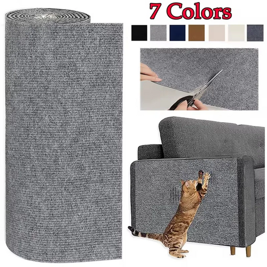 Self-Adhesive Cat Scratcher Mat, Trimmable Cat Scratch Pad & Furniture Protector, DIY Scratch Carpet for Sofa, Wall, Door, Cat Tree & More (7 Colors)