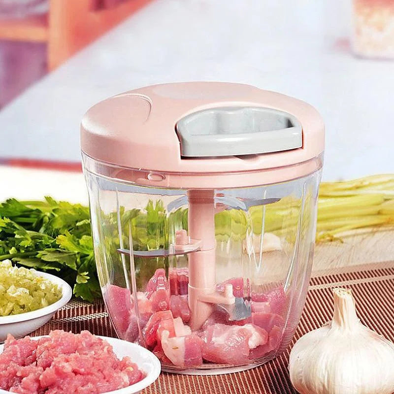 Manual Food Chopper, 500ml/900ml Hand-Pull Vegetable Cutter, Meat Mincer, Garlic Press & Onion Chopper for Everyday Kitchen Use