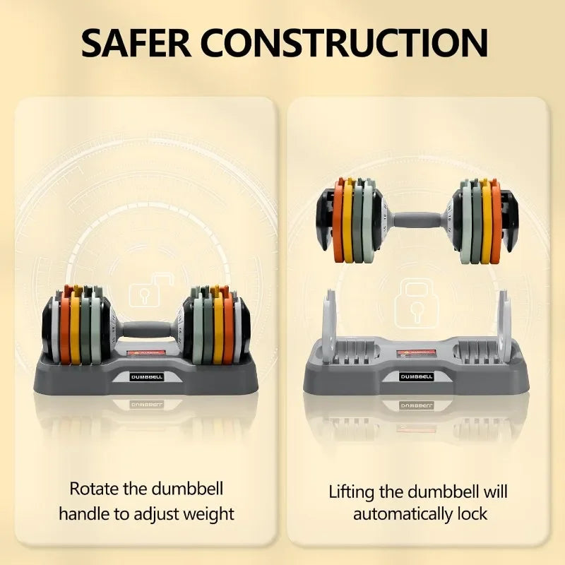 AOTOB Adjustable Dumbbell Set (25–55 lbs.) | Fast-Adjust Rotating Handle | Anti-Slip Grip | Strength Training for Men & Women