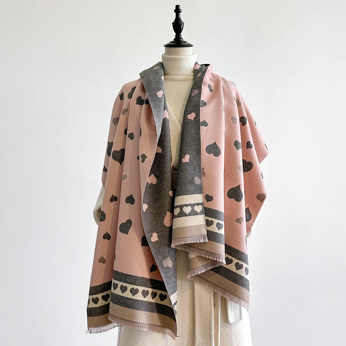 Women's Faux Cashmere Pashmina Shawl | Soft Winter Scarf | Elegant Wrap & Poncho