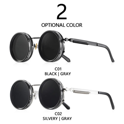 CRIXALIS™ Retro Polarized Round Sunglasses – Adjustable Tint Collection