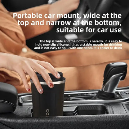 Coffee Travel Mug, Leakproof Stainless Steel Insulated Thermos Cup, Reusable Double-Wall Tumbler with Matte Finish for Coffee, Tea, Office, Travel & Commuting