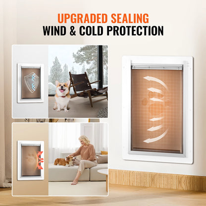 SucceBuy Pet Door with Metal Frame, Lock, and 3-Flap Weatherproof Design for Interior and Exterior Wall Installation for Dogs and Cats