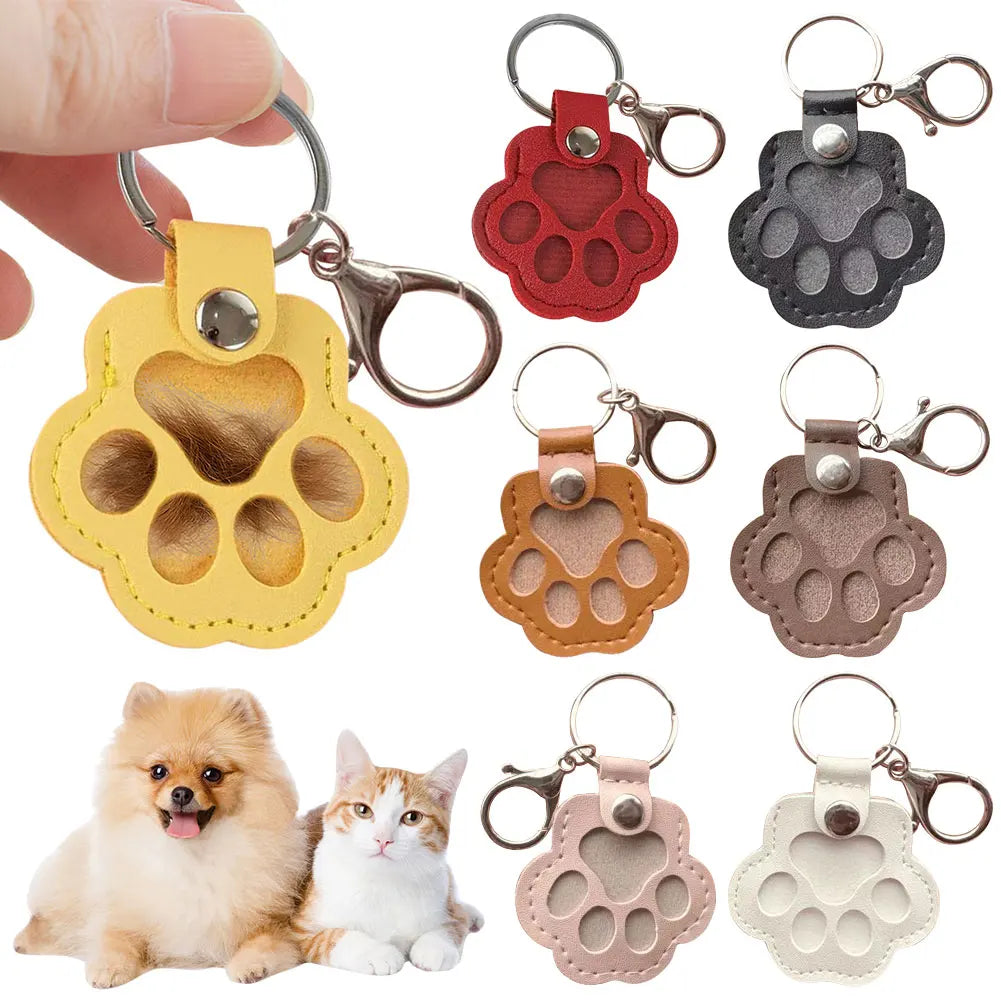 Paw Print Pet Memorial Keychain | Fur Keepsake Storage Pendant | Gift for Pet Lovers