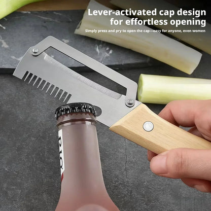 2026 New 2-in-1 Paring Knife and Vegetable Peeler, Stainless Steel Blade with Ergonomic Wooden Handle, Multi-Function Fruit and Potato Peeler for Kitchen Use