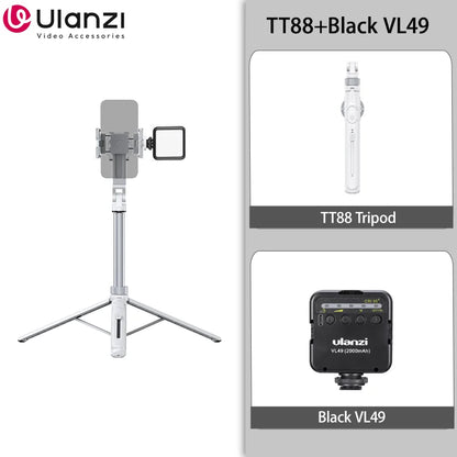 Ulanzi TT88 Phone Tripod, 1.44m Extendable Overhead Selfie Stick with Magnetic Phone Clamp and Wireless Remote for Live Streaming, Vlogging & Content Creation