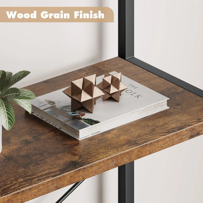 71-Inch Arched Bookshelf | 5-Tier Open Bookcase | Industrial Metal Frame Shelving Unit