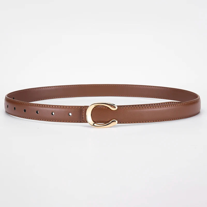 Women's Double-Sided Fashion Belt, Reversible Waist Belt with C-Shaped Buckle, Smooth Finish for Dresses, Jeans & Trousers