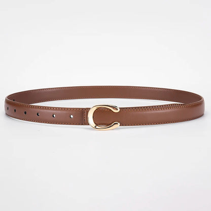 Women's Double-Sided Fashion Belt, Reversible Waist Belt with C-Shaped Buckle, Smooth Finish for Dresses, Jeans & Trousers
