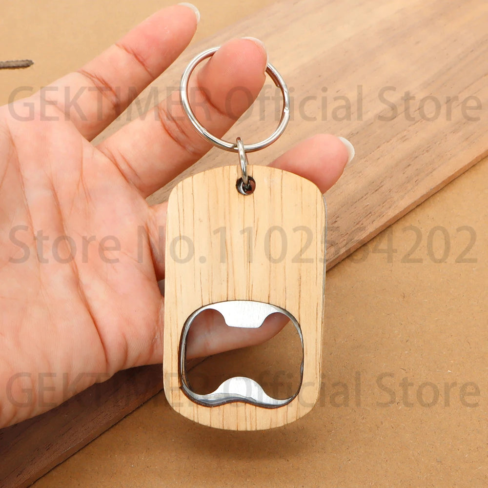 CraftKey™ Wooden Bottle Opener Keychain – Personalized Gift Collection