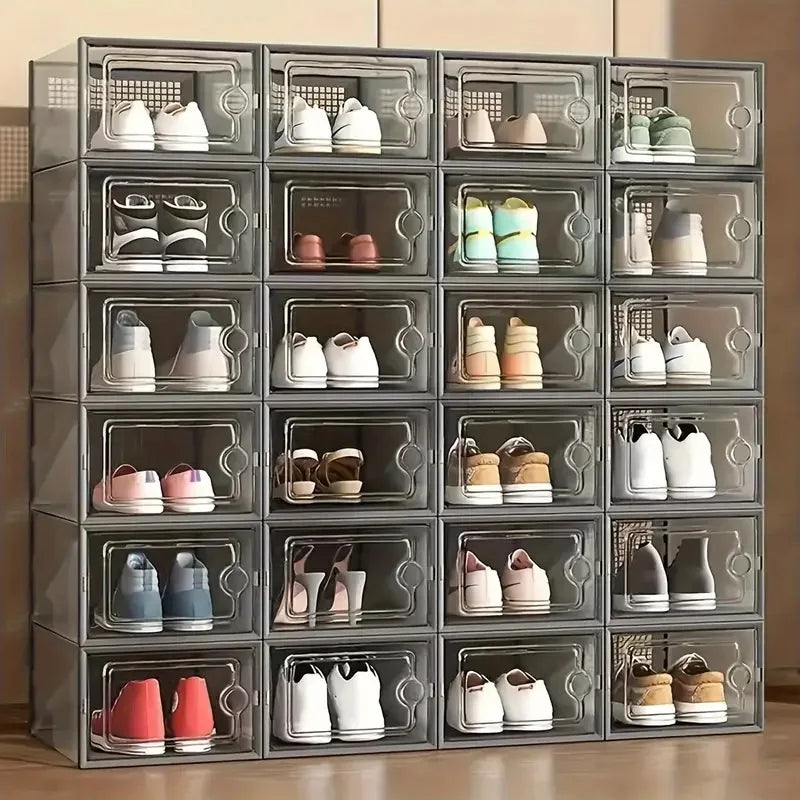 24-Pack Stackable Shoe Storage Boxes | Clear Dustproof Display Cases | Closet Organizer for Shoes & Accessories