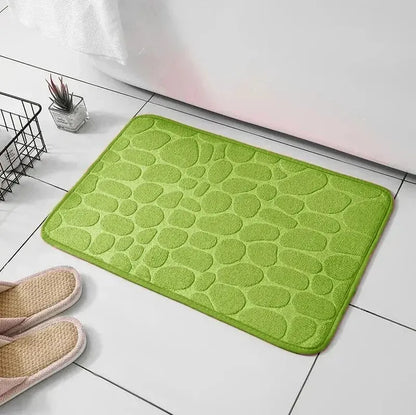 Embossed Fiber Floor Mat | Non-Slip Pebble Design | Bathroom & Living Room Rug