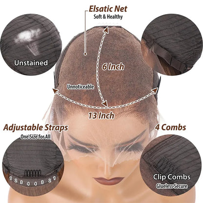 36-Inch Chocolate Brown Human Hair Lace Front Wig for Women, 220% Density, 13x6/13x4 HD Transparent Lace Frontal Wig, Curly Deep Wave Brazilian Style, Pre-Plucked Natural Look