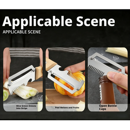 2026 New 2-in-1 Paring Knife and Vegetable Peeler, Stainless Steel Blade with Ergonomic Wooden Handle, Multi-Function Fruit and Potato Peeler for Kitchen Use