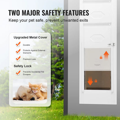 SucceBuy Sliding Glass Dog Door | Adjustable Height | Aluminum Frame | Tempered Glass Pet Door