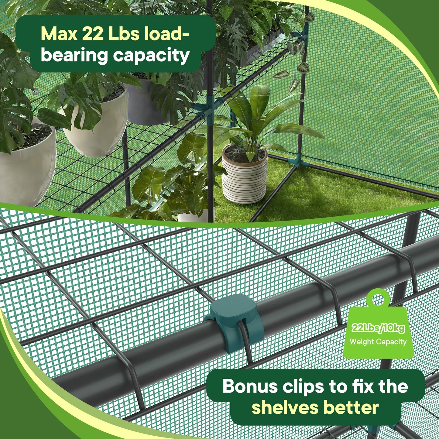 JHK Portable Walk-In Greenhouse | 56 Inch | Heavy Duty Frame | Screen Windows | Outdoor Garden Plant Protection