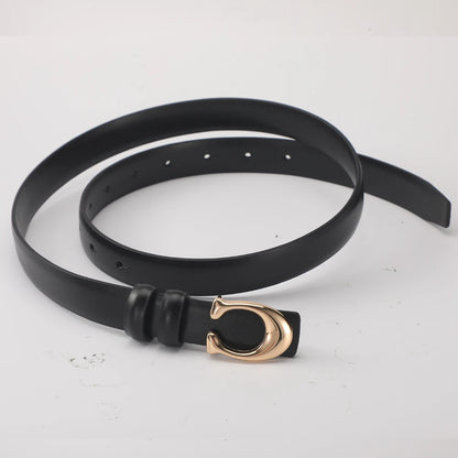 Women's Double-Sided Fashion Belt, Reversible Waist Belt with C-Shaped Buckle, Smooth Finish for Dresses, Jeans & Trousers