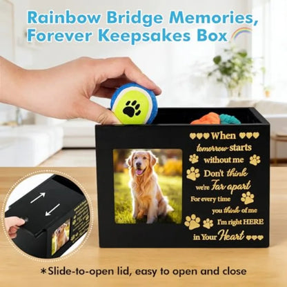 Rainbow Bridge Pet Memorial Keepsake | LED Light Urn with Personalized Photo Frame | Pet Ashes Memory Box