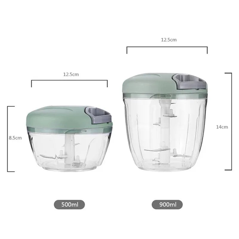 Manual Food Chopper, 500ml/900ml Hand-Pull Vegetable Cutter, Meat Mincer, Garlic Press & Onion Chopper for Everyday Kitchen Use