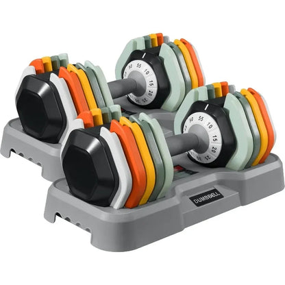 AOTOB Adjustable Dumbbell Set (25–55 lbs.) | Fast-Adjust Rotating Handle | Anti-Slip Grip | Strength Training for Men & Women