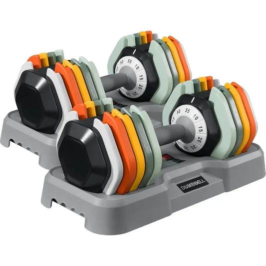 AOTOB Adjustable Dumbbell Set (25–55 lbs.) | Fast-Adjust Rotating Handle | Anti-Slip Grip | Strength Training for Men & Women