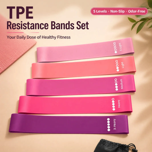 TPE Resistance Bands Set | 5 Resistance Levels | Non-Slip Booty Bands for Lower Body Training & Fitness