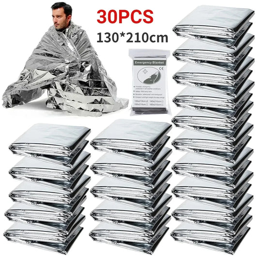 Emergency Survival Blanket Set | Thermal Foil Mylar Blanket | Windproof & Waterproof for Camping and Rescue