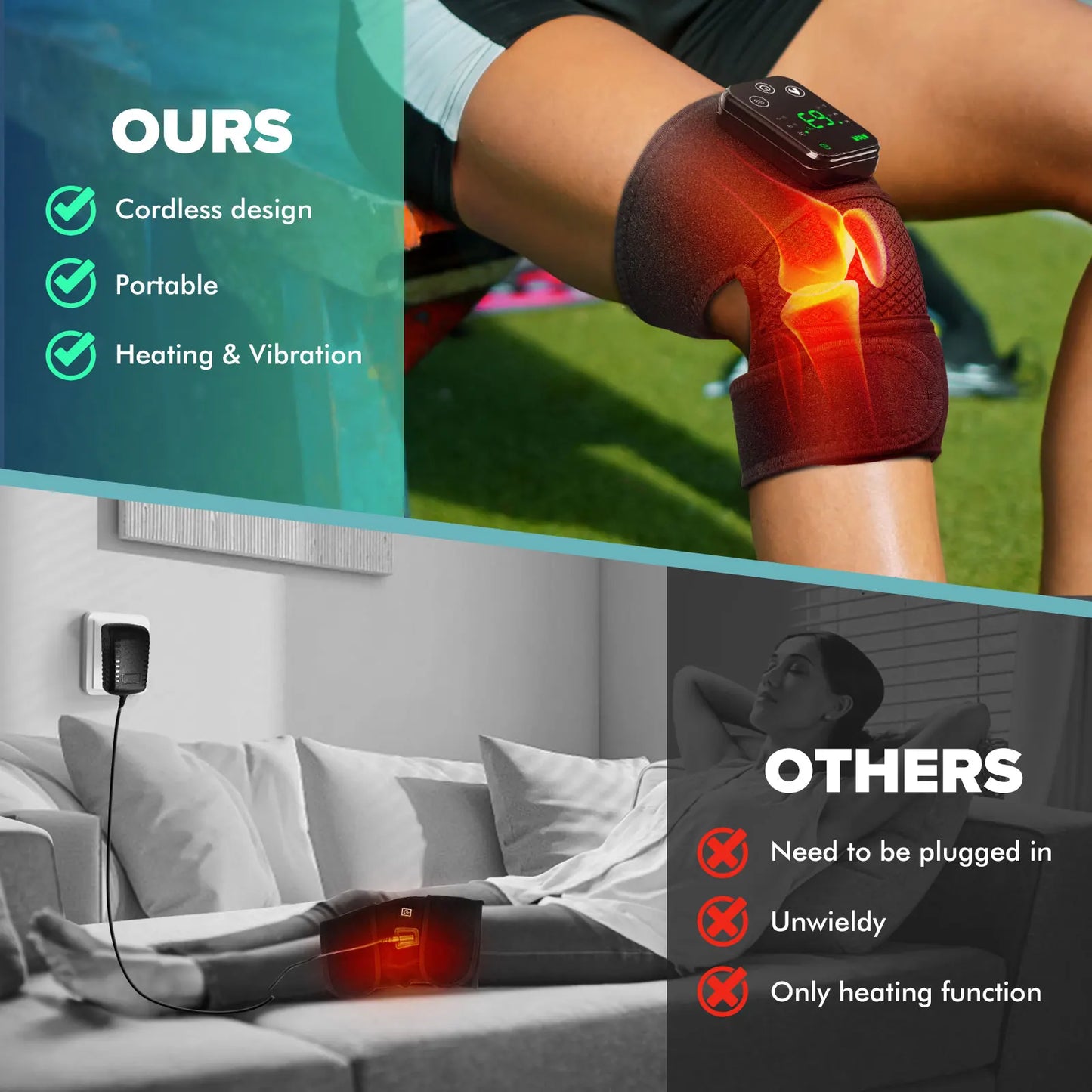 Electric Heated Massage Wrap | Warm Compress & Vibration | Knee, Shoulder & Neck Support