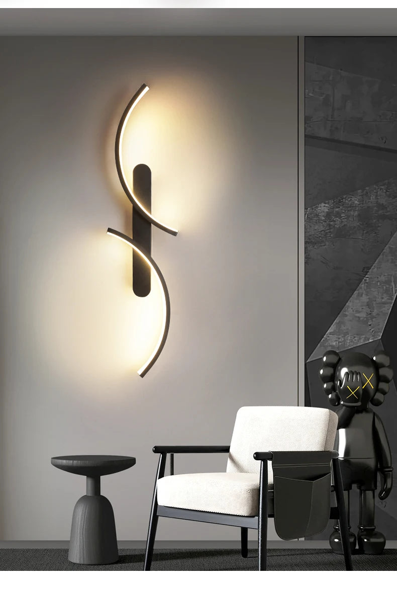 Modern C-Shaped LED Wall Sconce | Minimalist Wall Lamp for Living Room, Bedroom, Hallway & Office