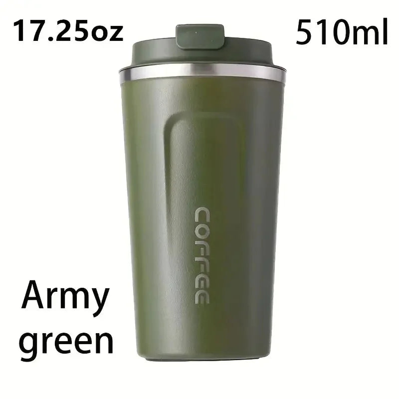 Coffee Travel Mug, Leakproof Stainless Steel Insulated Thermos Cup, Reusable Double-Wall Tumbler with Matte Finish for Coffee, Tea, Office, Travel & Commuting