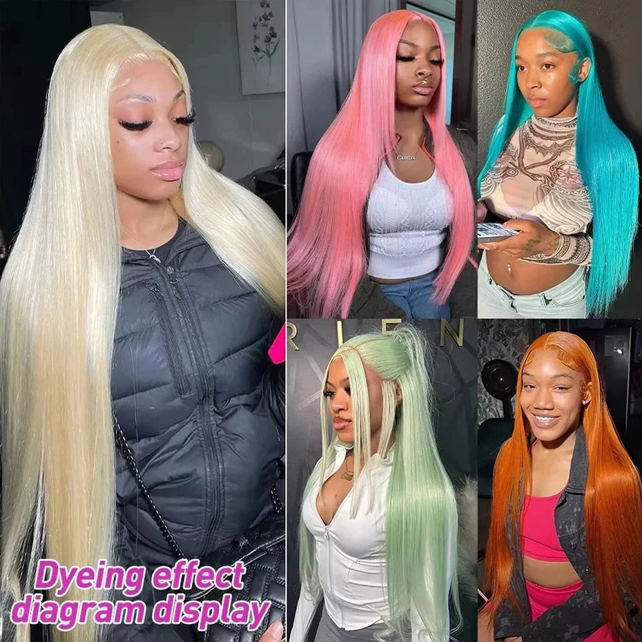 40-Inch 613 Blonde Human Hair Lace Front Wig for Women, 13x6 Transparent HD Lace Frontal Wig, Pre-Plucked Straight Style, Natural Hairline, Full-Length Long Wig