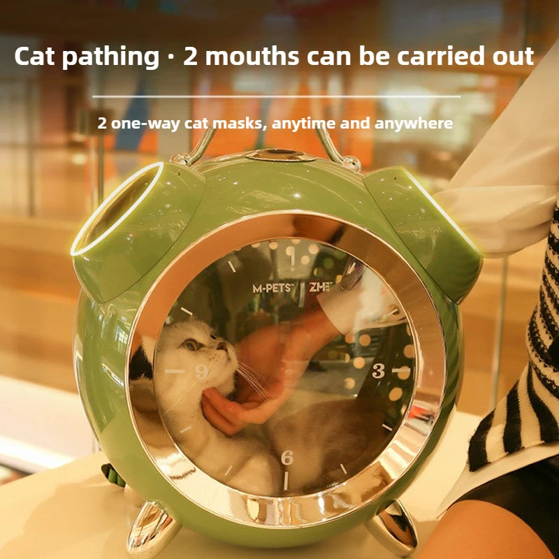 Portable Cat Carrier Backpack, Space Capsule Pet Travel Bag for Cats, Handheld Pet Carrier for Outdoor Travel and Vet Visits